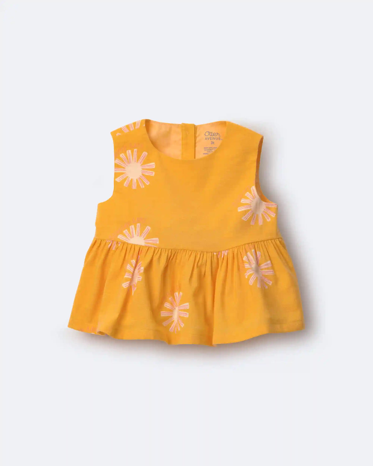 Toddler Girl Peplum Top in Sunny Life Print - Golden Yellow