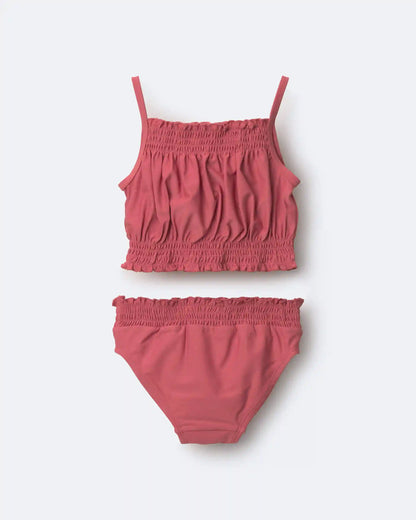 Toddler Girl Smocked Tankini Set - Rose