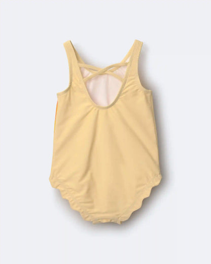Toddler Girl Scalloped One-Piece Swimsuit in Sun Print - Yellow