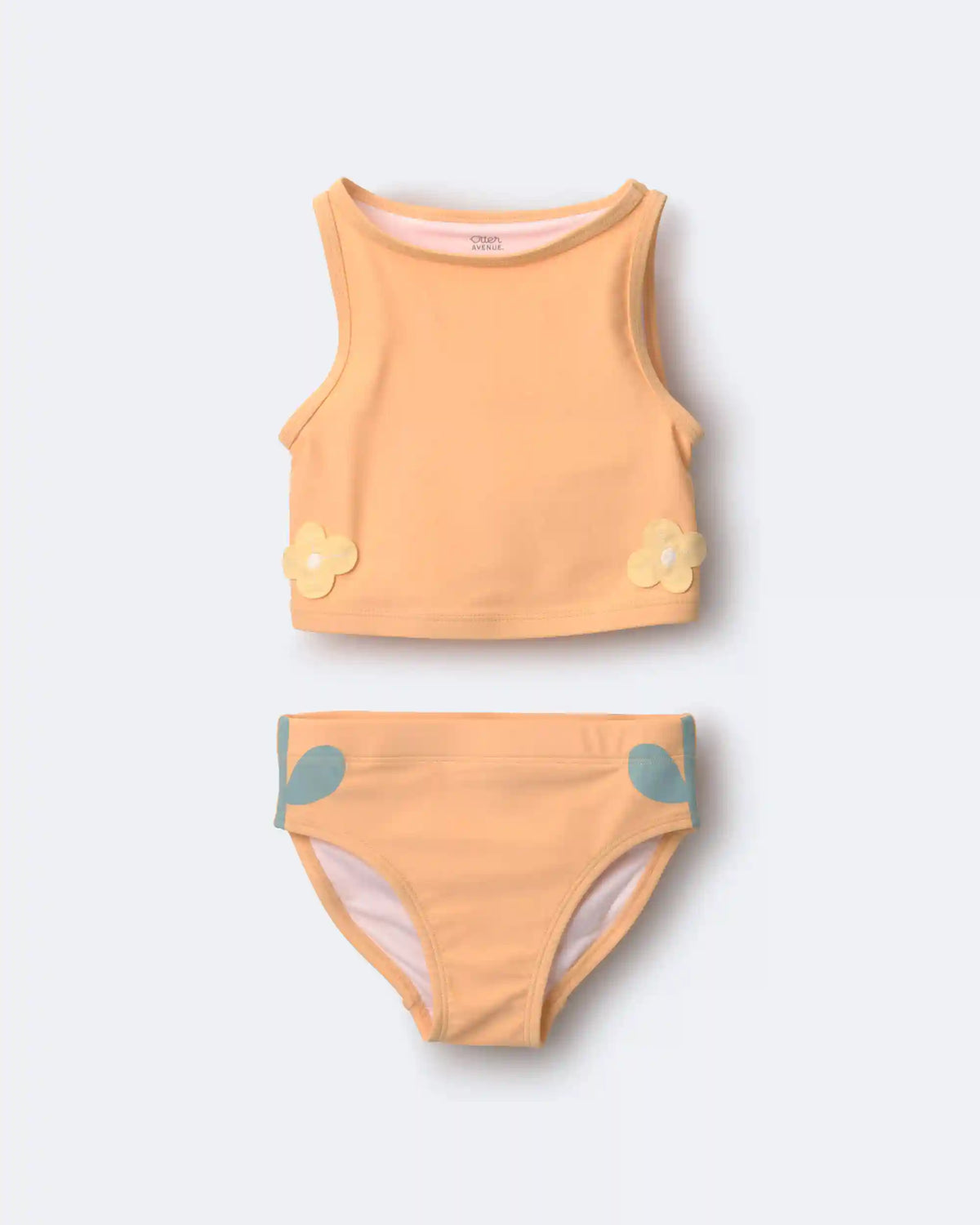 Toddler Girl Floral Tankini Set - Orange