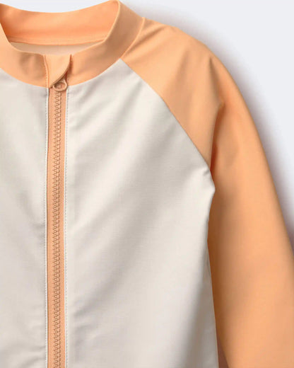 Toddler Boy Full-Zip Long-Sleeve Rashguard - Orange/Cream