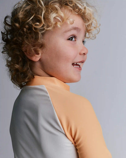 Toddler Boy Full-Zip Long-Sleeve Rashguard - Orange/Cream
