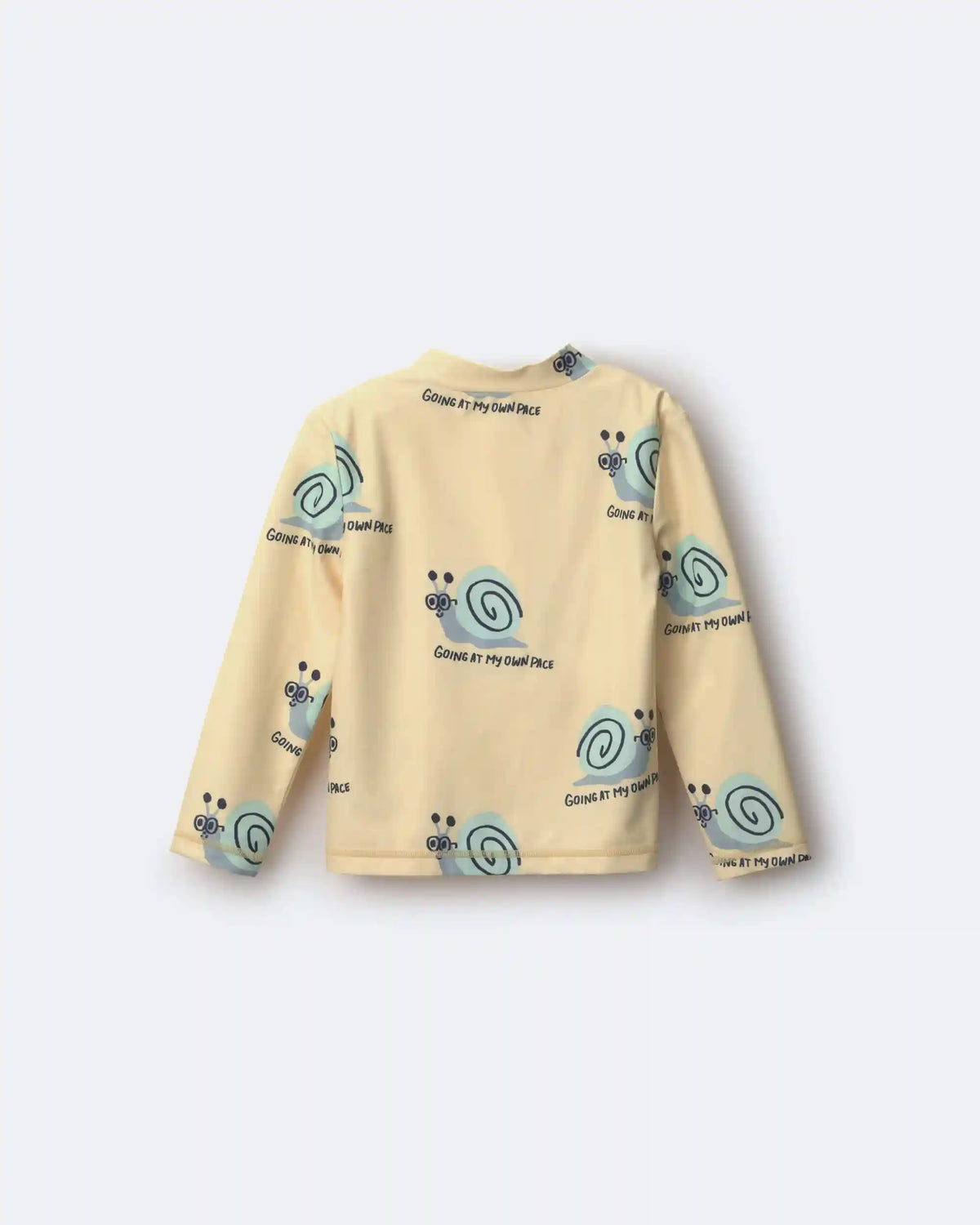 Toddler Half-Zip Long-Sleeve Rashguard in Snail Print- Yellow