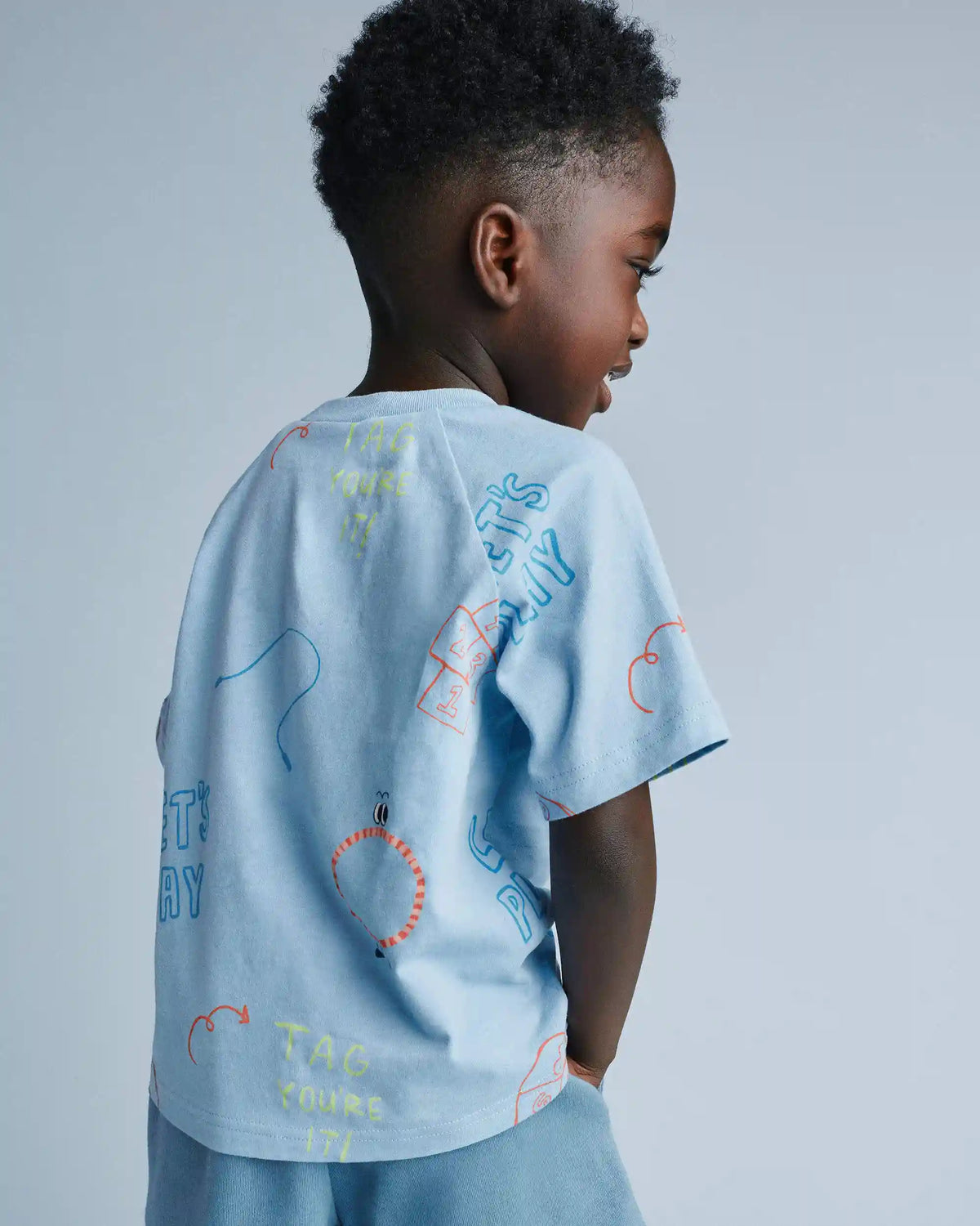 Toddler 'Let's Play' Raglan Relaxed Tee - Light Blue