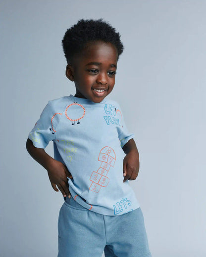 Toddler 'Let's Play' Raglan Relaxed Tee - Light Blue