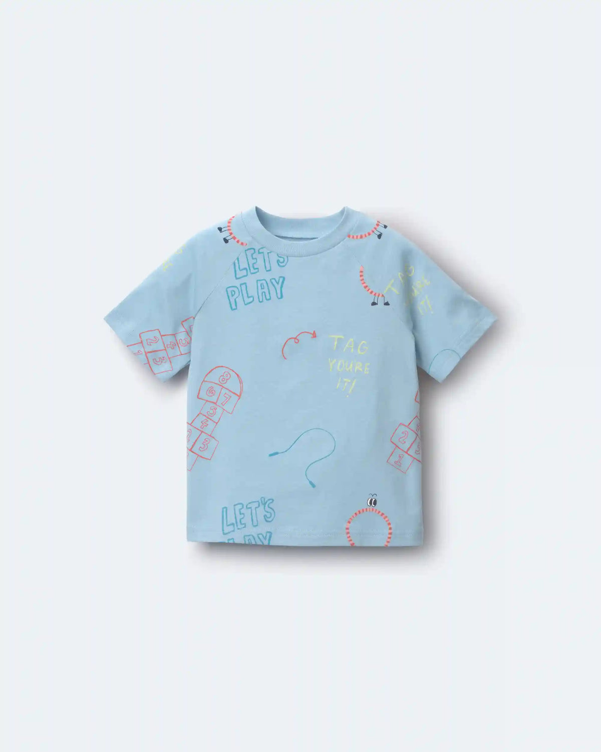 Toddler 'Let's Play' Raglan Relaxed Tee - Light Blue