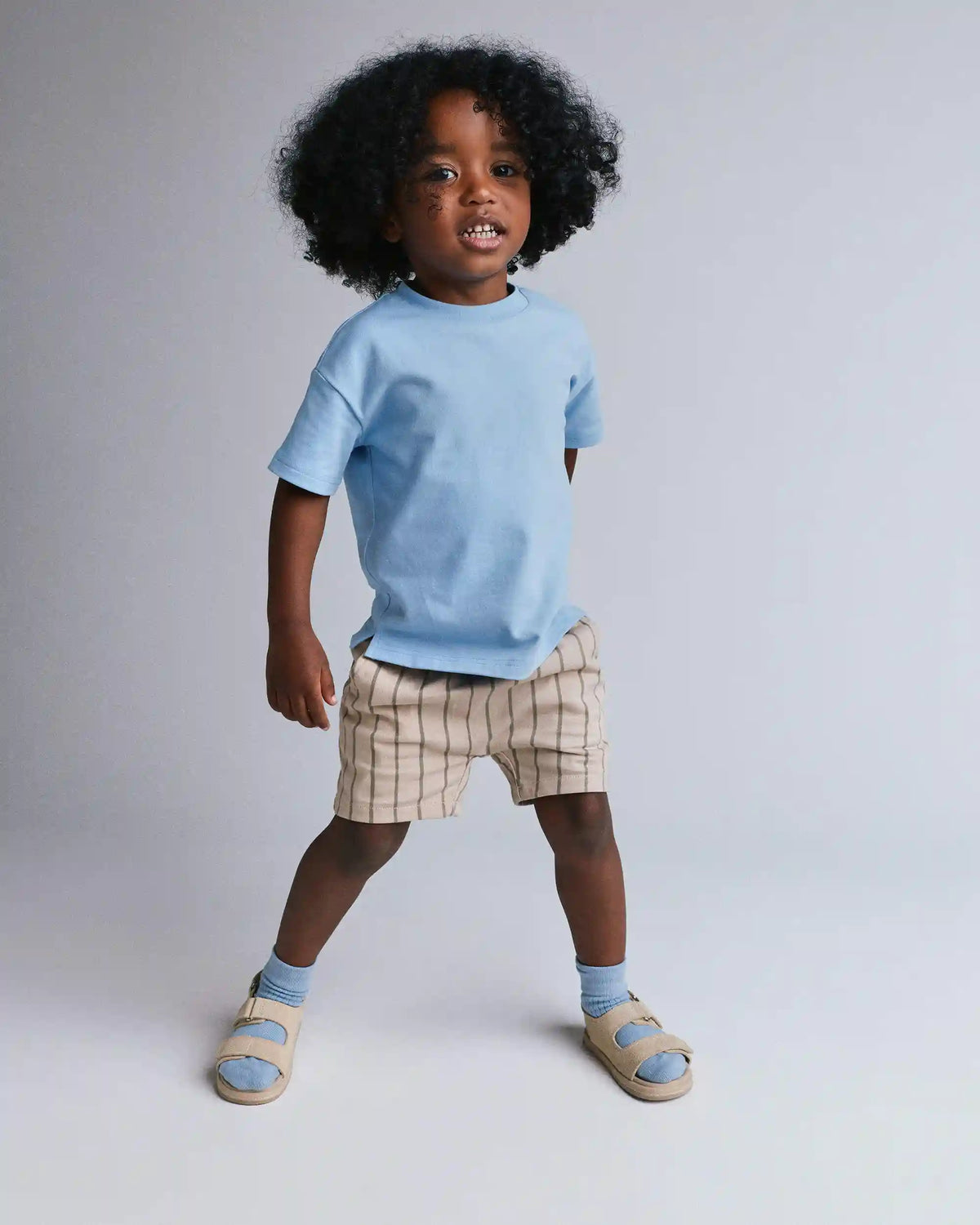 Toddler Boy Playground Shorts in Stripes - Khaki/Olive