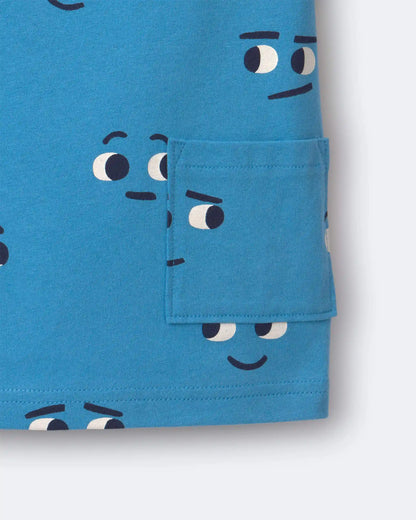 Toddler Otter Pocket Tee in Face Print - Blue