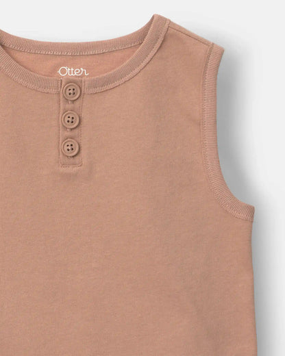 Toddler Boy Henley Tank - Light Brown