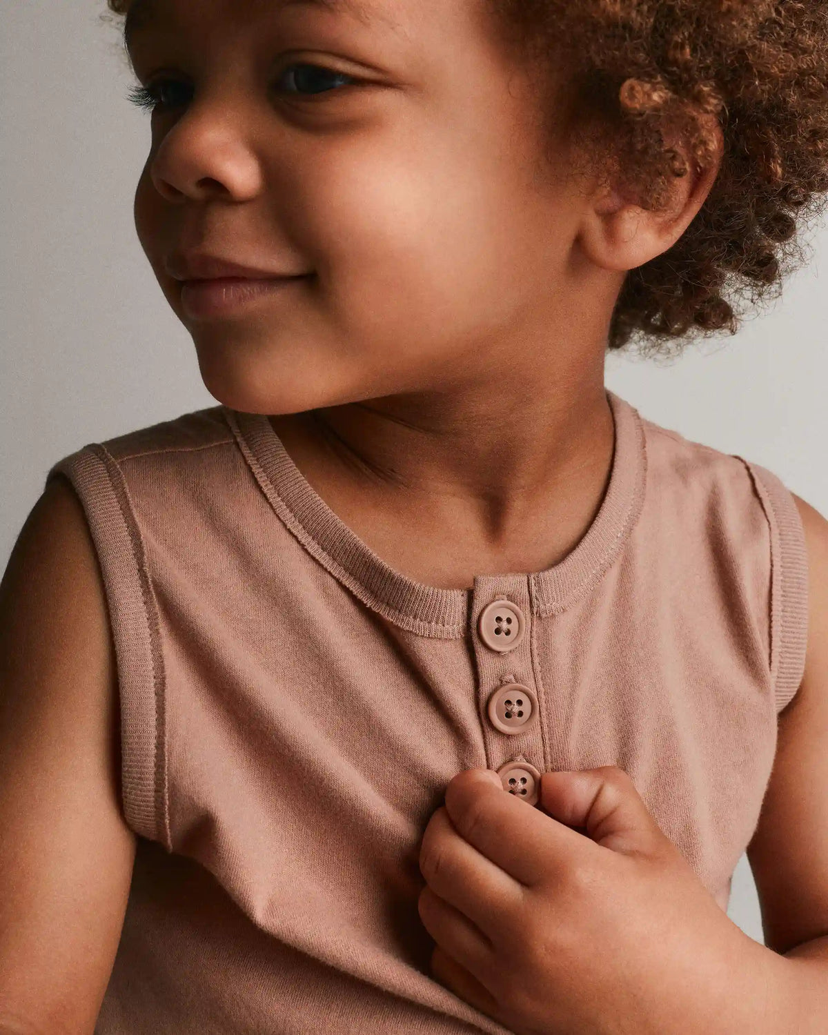 Toddler Boy Henley Tank - Light Brown