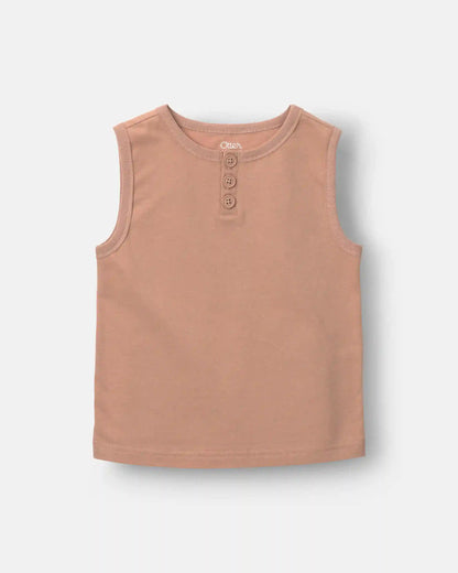 Toddler Boy Henley Tank - Light Brown
