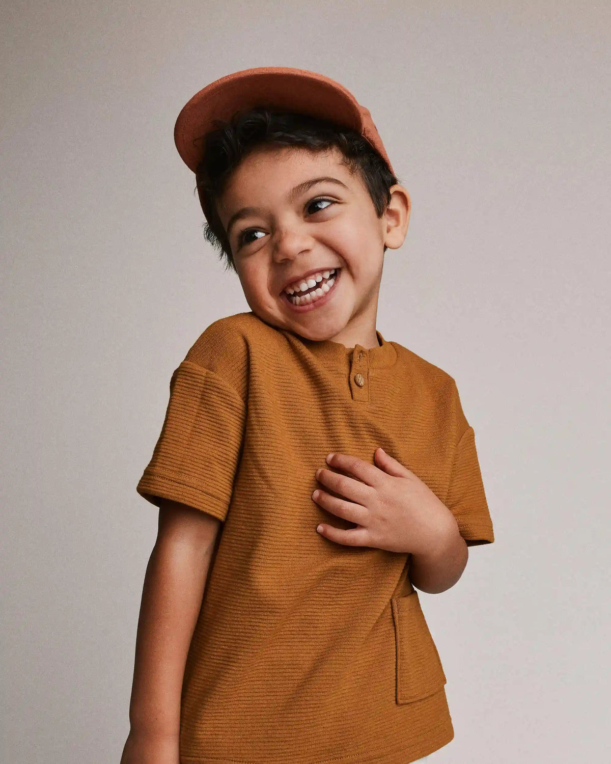 Toddler Boy Henley Tee with Pocket - Golden Yellow