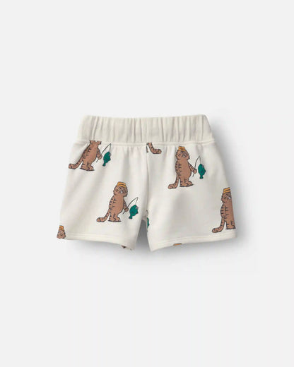 Toddler City Park™ Short in Fishing Tiger Print - Cream