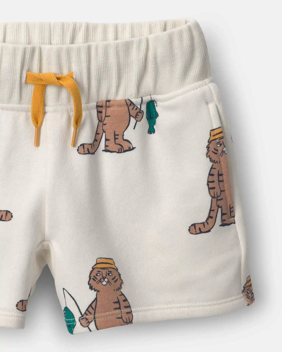 Toddler City Park™ Short in Fishing Tiger Print - Cream