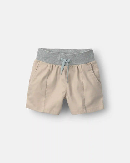 Toddler Boy Long-Line Shorts - Tan