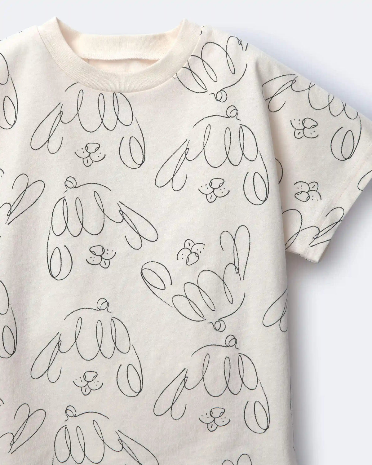 Toddler Dolman Tee in Dog Print - Cream