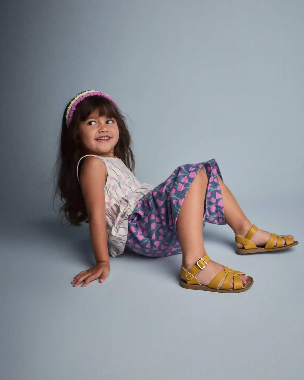 Toddler Girl Wide-Leg Pants in Wildflowers - Blue/Purple