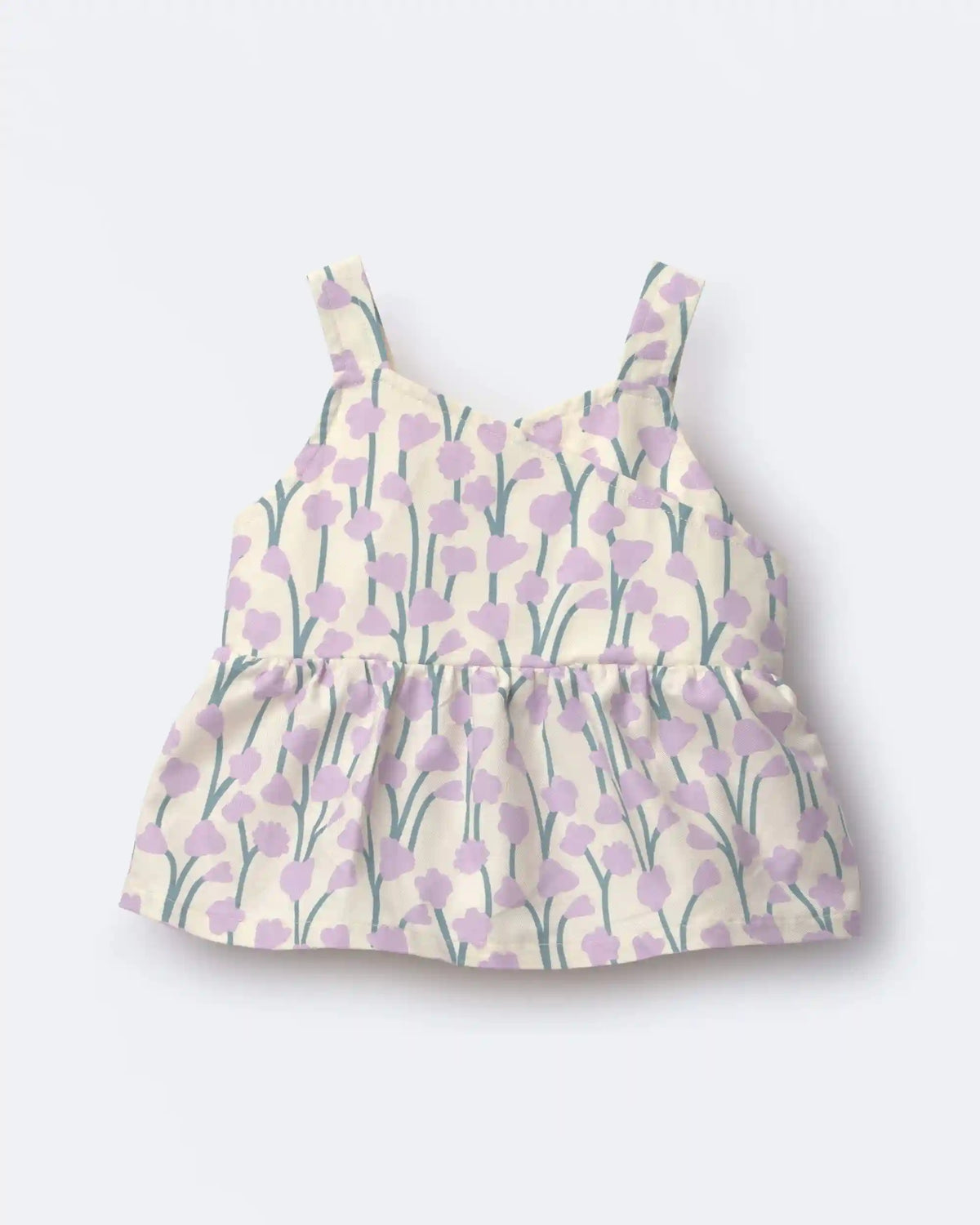 Toddler Girl Peplum Tank Top in Wildflower Print - Cream