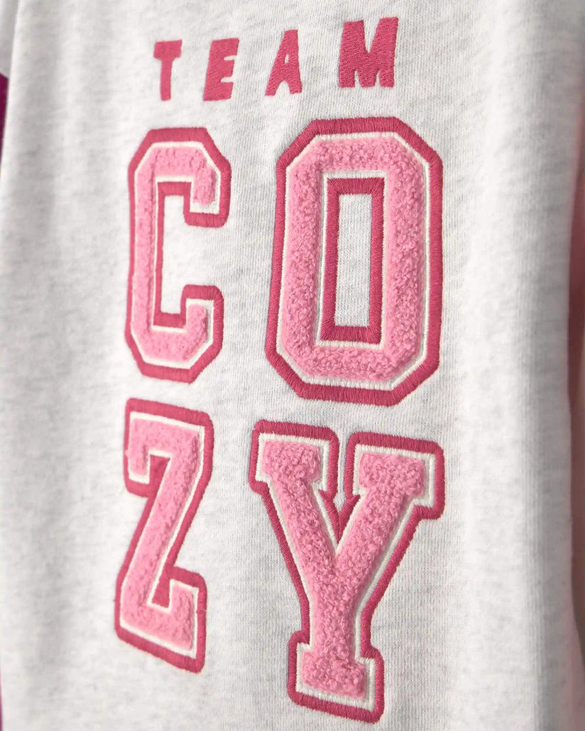 Toddler Girl 'Team Cozy' French Terry Pullover Sweatshirt - Grey/Pink/Burgundy