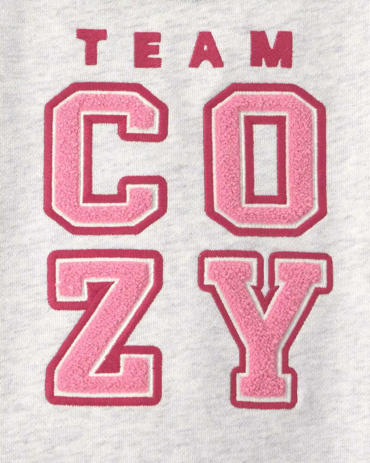 Toddler Girl 'Team Cozy' French Terry Pullover Sweatshirt - Grey/Pink/Burgundy