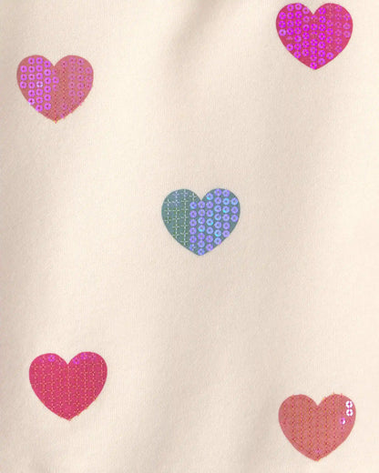 Toddler Girl Sequin Heart French Terry Pullover Sweatshirt - Cream