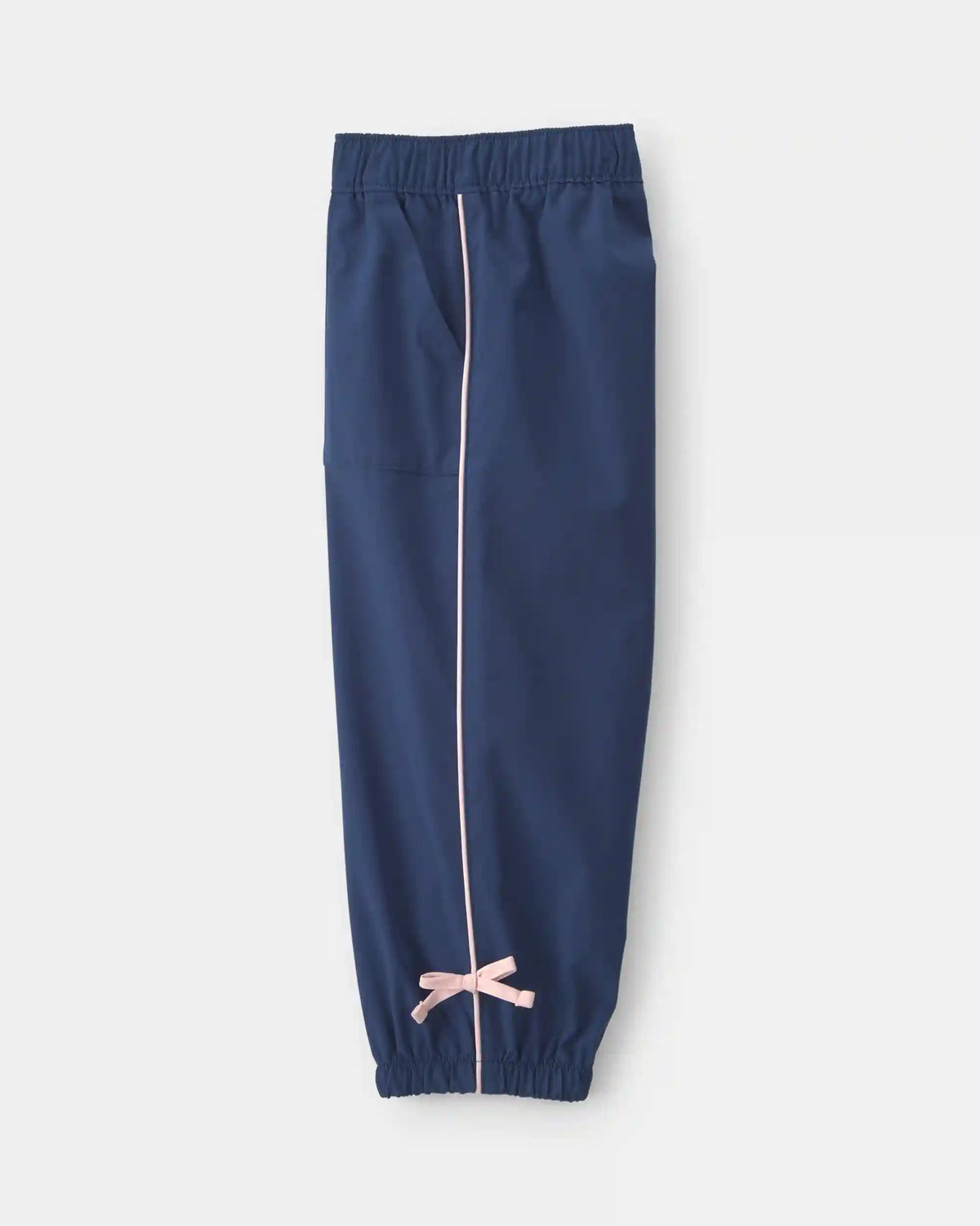 Toddler Girl Bow-Cuff Poplin Joggers - Navy Blue