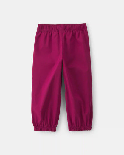 Toddler Girl Bow-Cuff Poplin Joggers - Burgundy