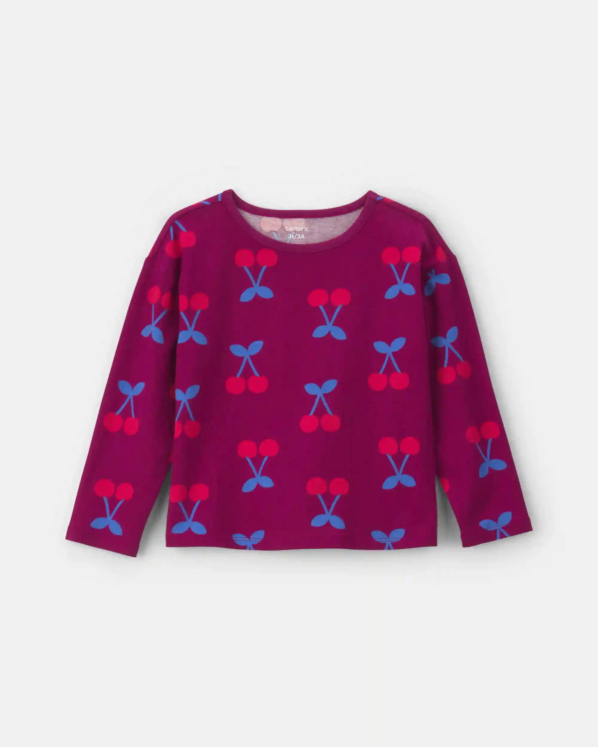 Toddler Girl Cherry Long-Sleeve Top - Burgundy