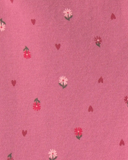 Toddler Girl Floral Cotton Pull-On Stretch Leggings - Pink