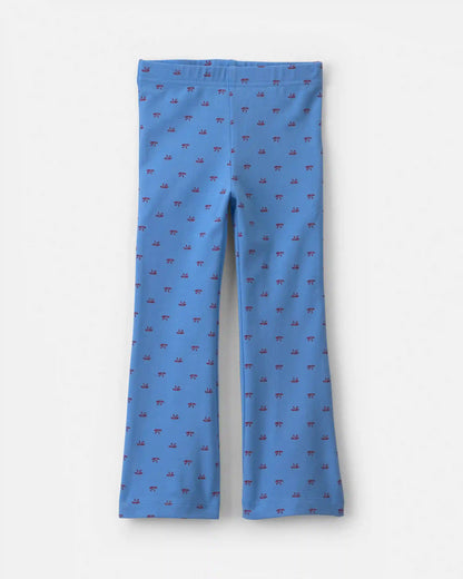 Toddler Girl Bow Cotton Pull-On Stretch Flare Leggings - Blue