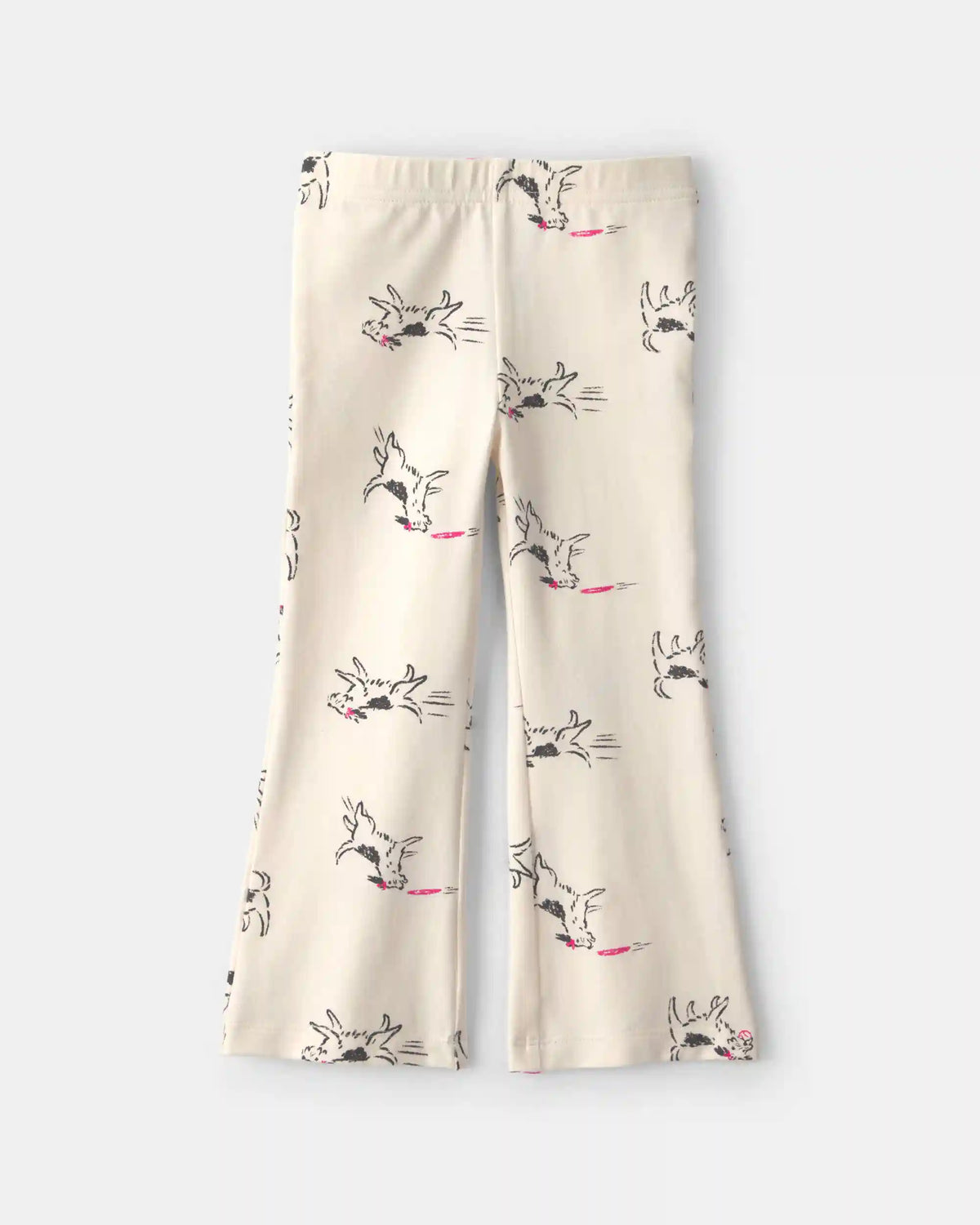 Toddler Girl Dog Cotton Pull-On Stretch Flare Leggings - Cream