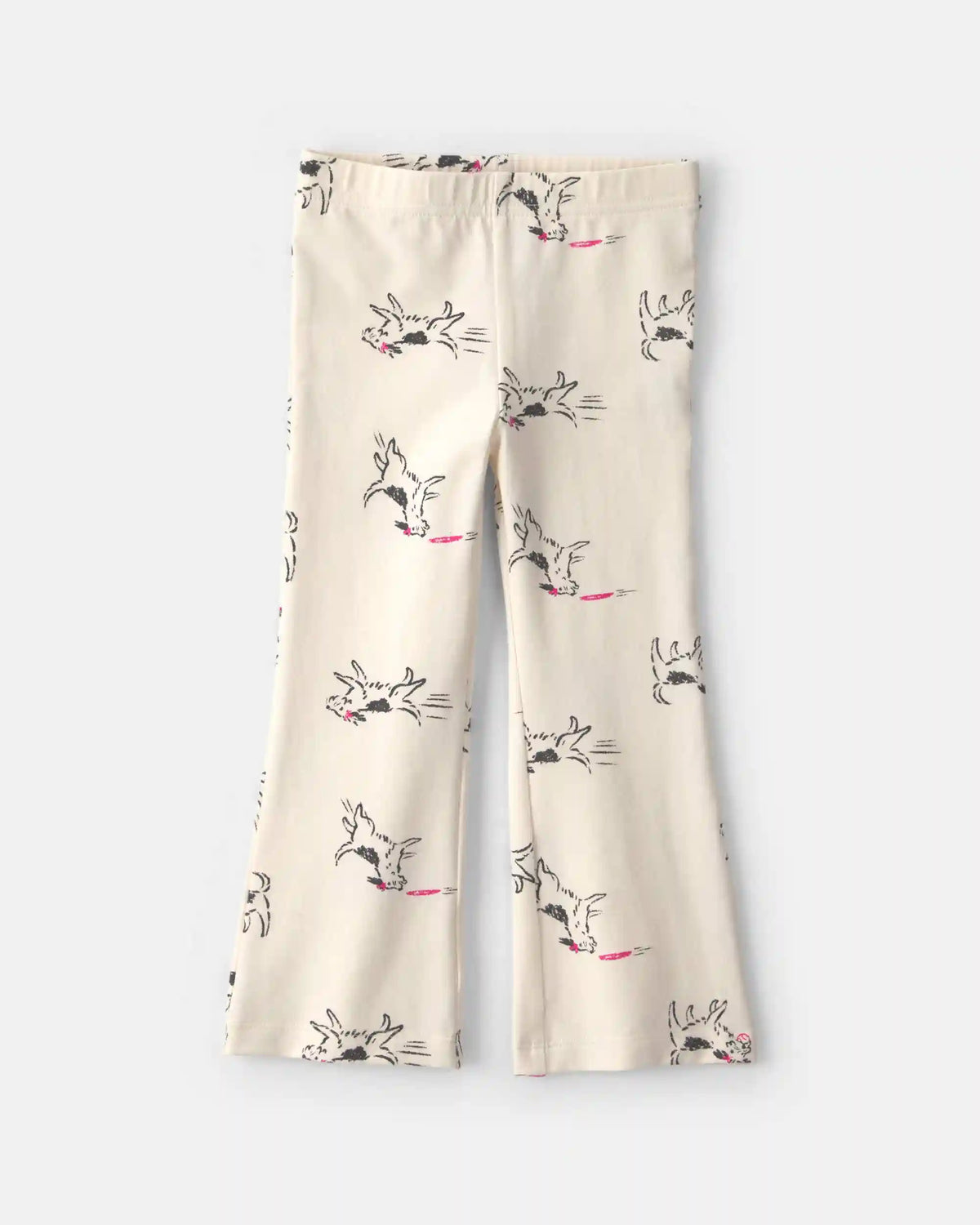 Toddler Girl Dog Cotton Pull-On Stretch Flare Leggings - Cream