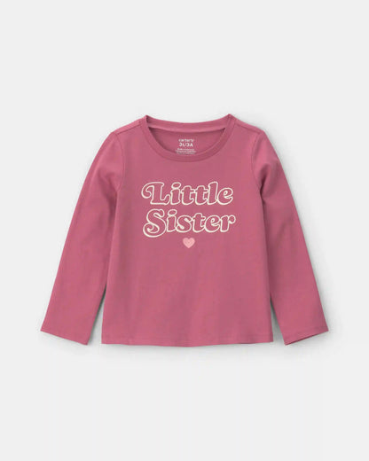 Toddler Girl 'Little Sister' Long-Sleeve Graphic Tee - Pink