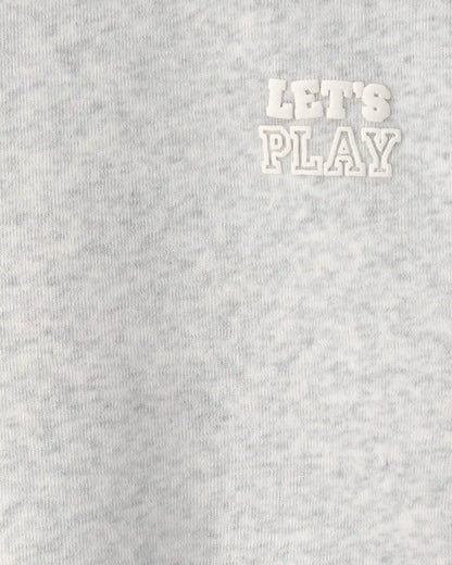 Toddler Girl 'Let's Play' Fleece Pullover Sweatshirt - Grey