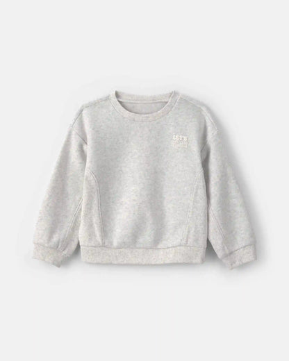 Toddler Girl 'Let's Play' Fleece Pullover Sweatshirt - Grey