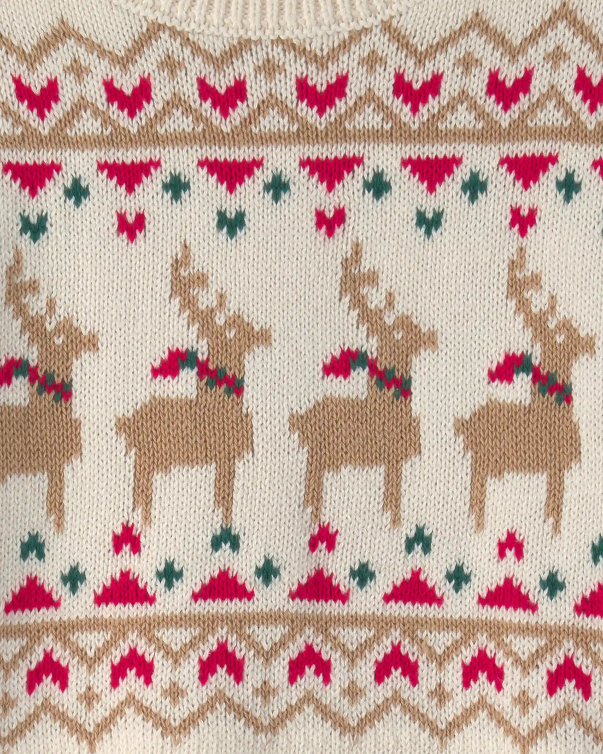 Toddler Girl Reindeer Fair Isle Sweater - Cream