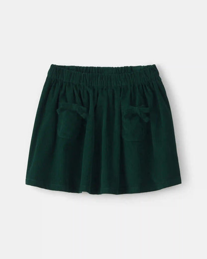 Toddler Girl Bow Corduroy Skort - Green