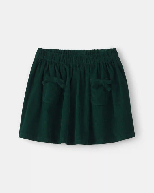 Toddler Girl Bow Corduroy Skort - Green