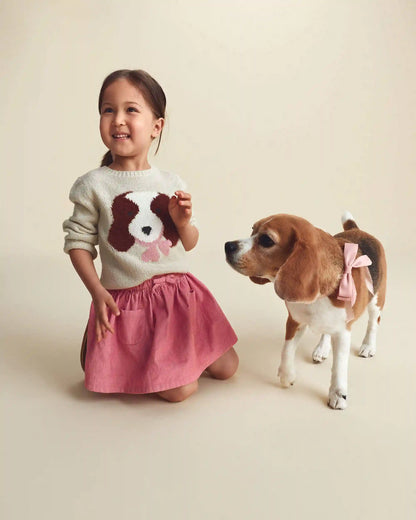 Toddler Girl Dog Sweater - Cream