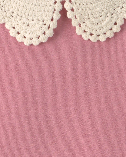 Toddler Girl Collared Fleece Sweater - Pink