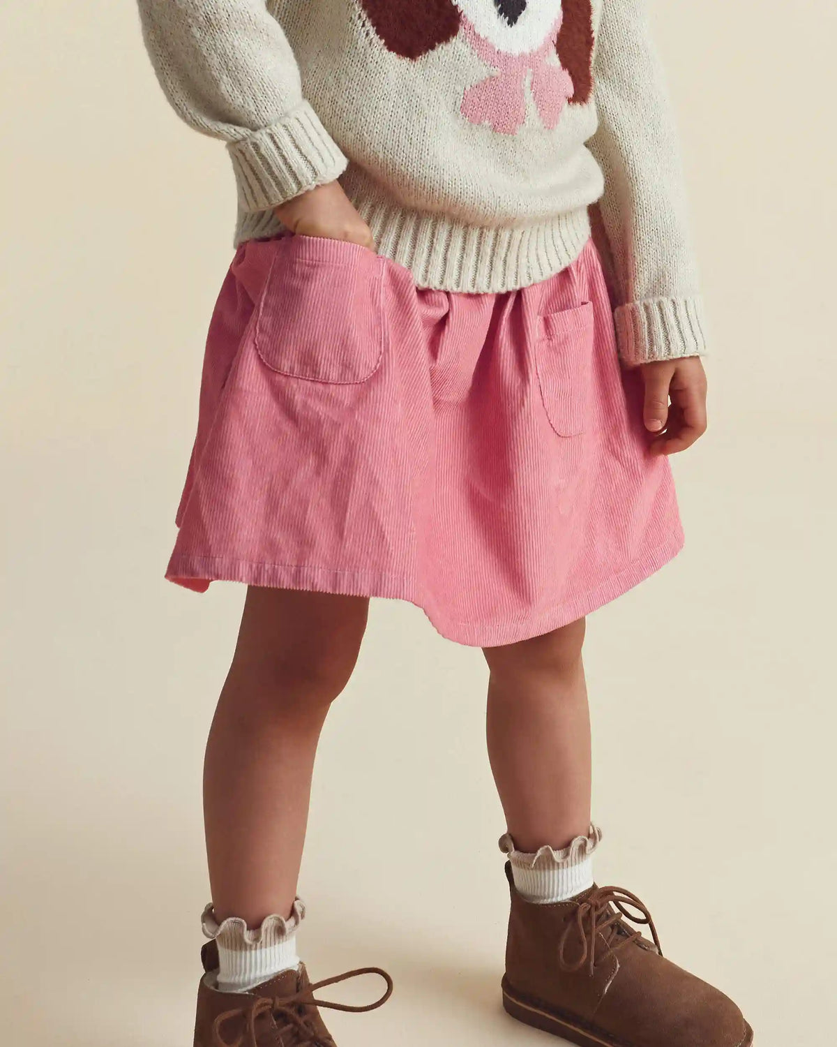 Toddler Girl Bow Corduroy Skort - Pink
