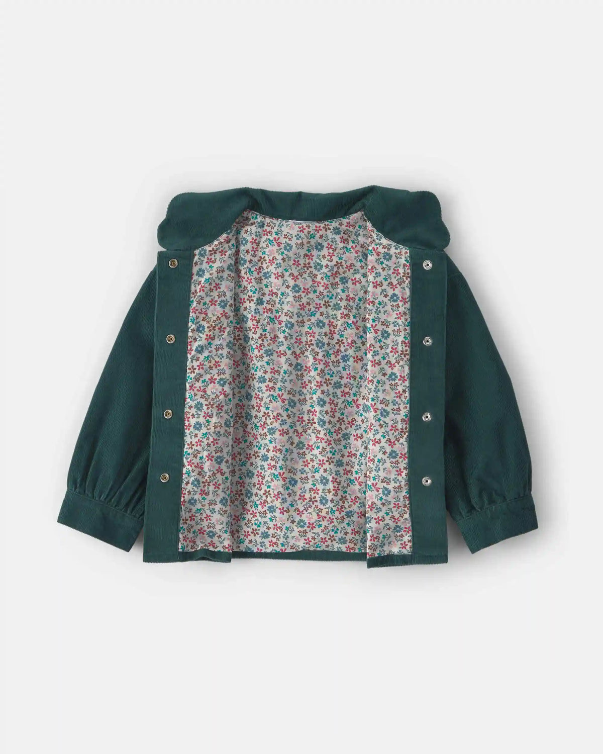Toddler Girl Flower Embroidered Corduroy Jacket - Green
