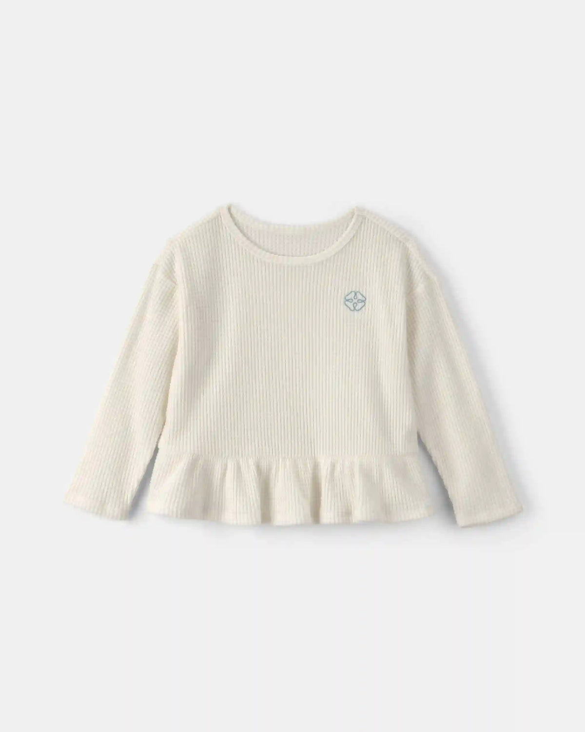 Toddler Girl Thermal Long-Sleeve Peplum Top - Cream