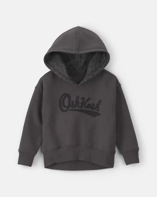 Toddler Girl Cheetah Fleece Logo Hoodie - Black