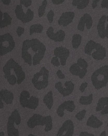 Toddler Girl Leopard Fleece Joggers - Black