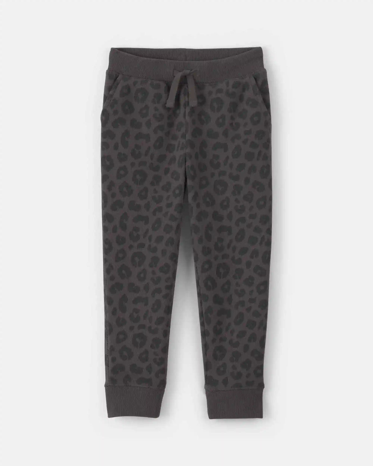 Toddler Girl Leopard Fleece Joggers - Black