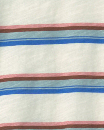 Toddler Boy Striped Henley T-Shirt - Cream/Blue