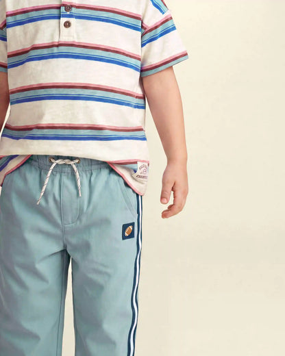 Toddler Boy Striped Henley T-Shirt - Cream/Blue
