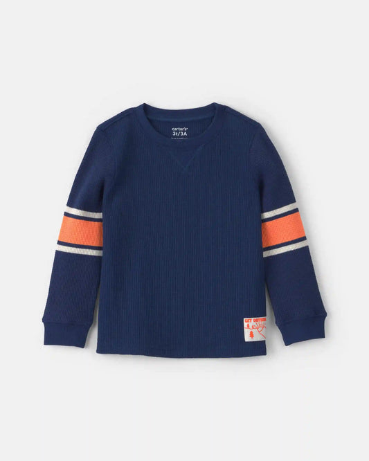 Toddler Boy Thermal Long-Sleeve T-Shirt - Navy Blue