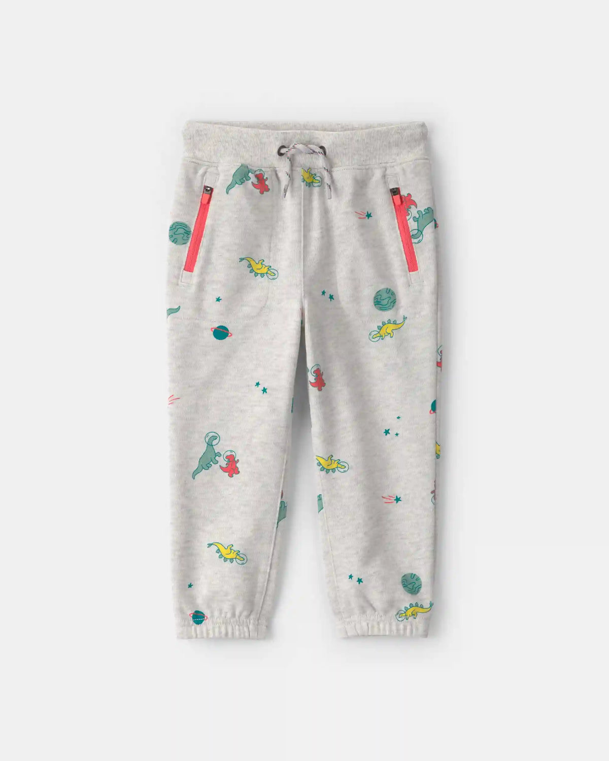 Toddler Boy Space Dino French Terry Joggers - Grey